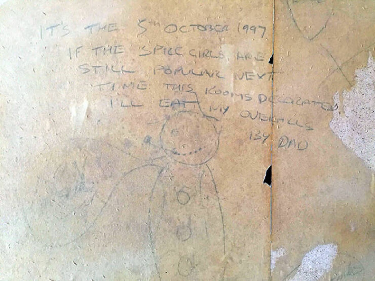 "Found This 20-Year-Old Promise Hidden Under The Wallpaper In Our New House"
