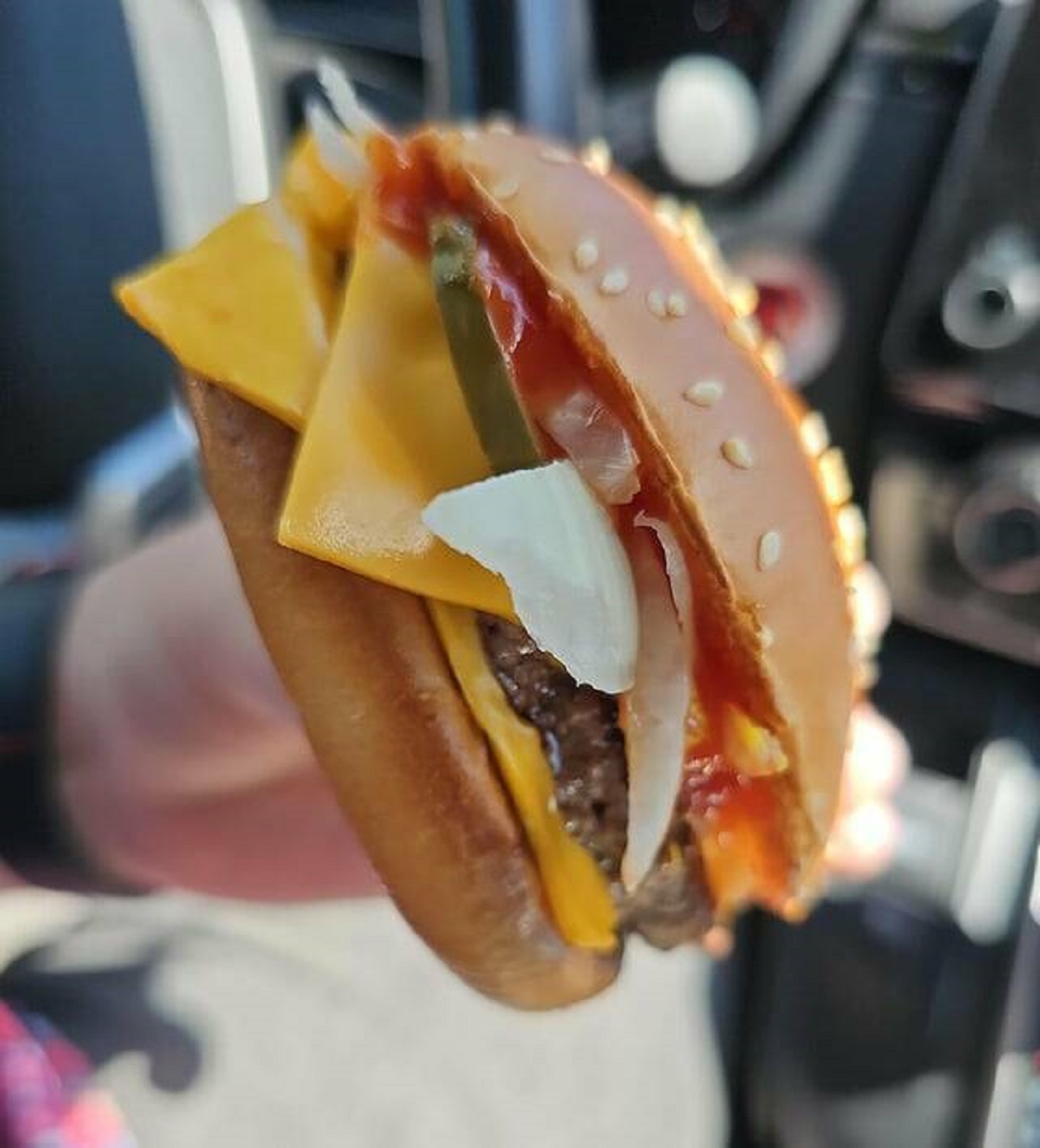 "This McDonald's Burger looks like the picture instead of a slab of meat haphazardly tossed together."