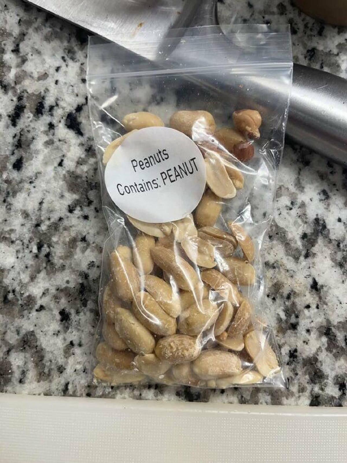 "This warning label for people with peanut allergies"