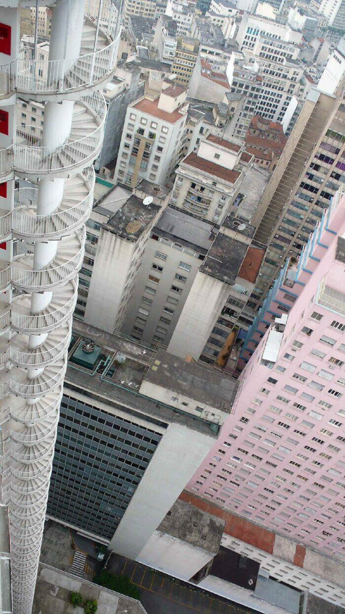 In Brazil, there's an apartment building with a 40-story spiral staircase attached to the outside meant as a fire escape.