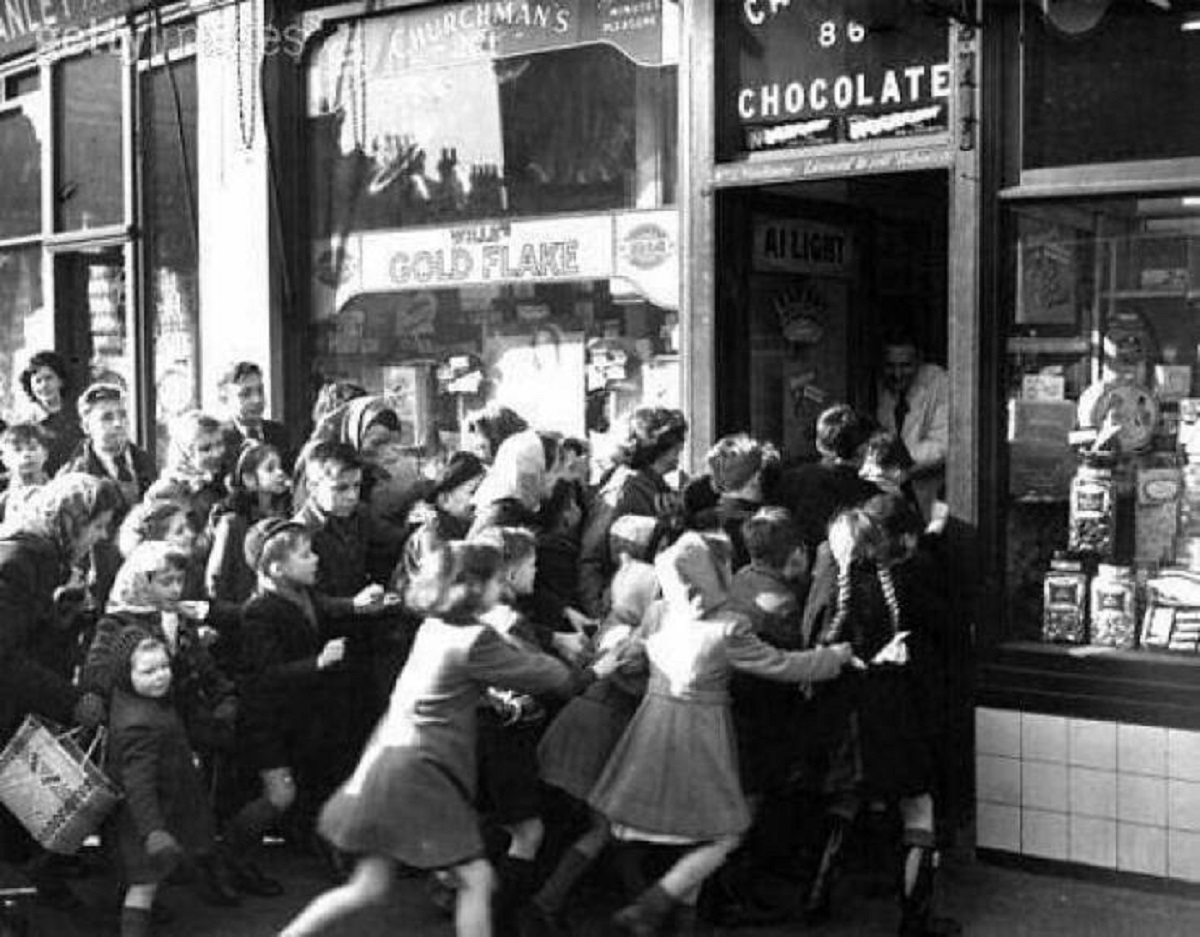 "The Day Sweet Rationing Ended In England. 1953"