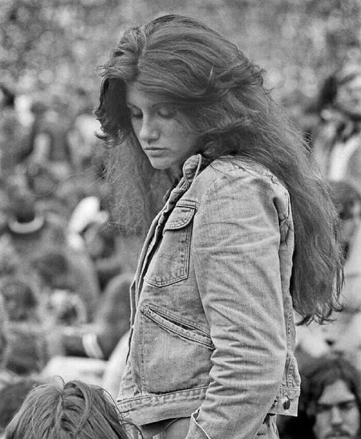 "This High School Girl Has The Jean Jacket And Hair Style That Were Popular In The '70s"