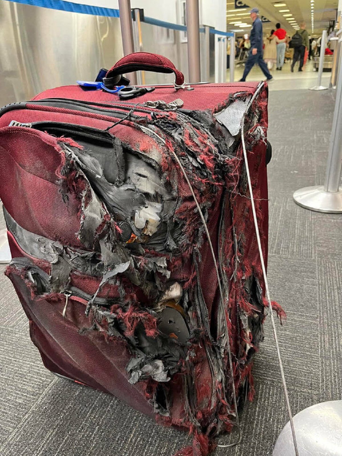 “My uncle’s suitcase after his flight.”