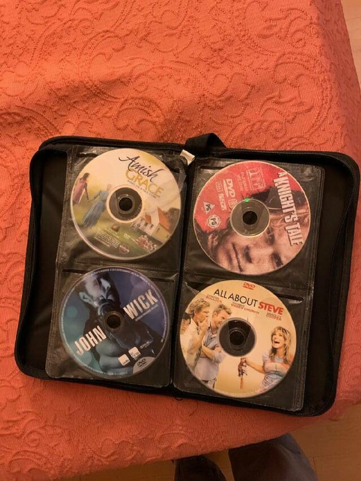 "The hotel I’m staying in has a dvd player and a collection of dvds you can watch"