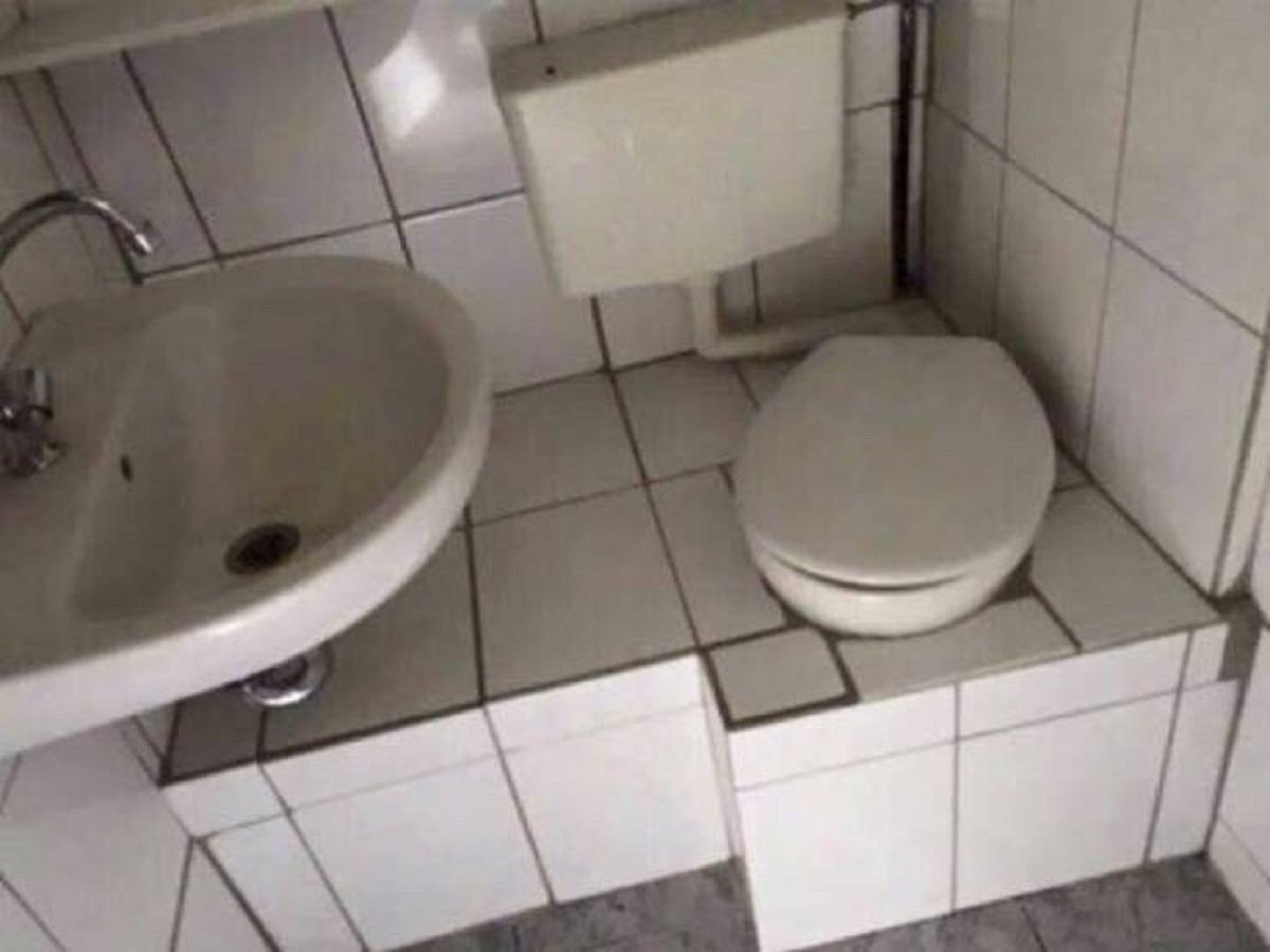 And finally......just, everything about whoever made this abomination of a toilet. Why is it crooked!!! Why does it have sharp edges!!! WHY IS THE SEAT SO FAR BACK!!!!