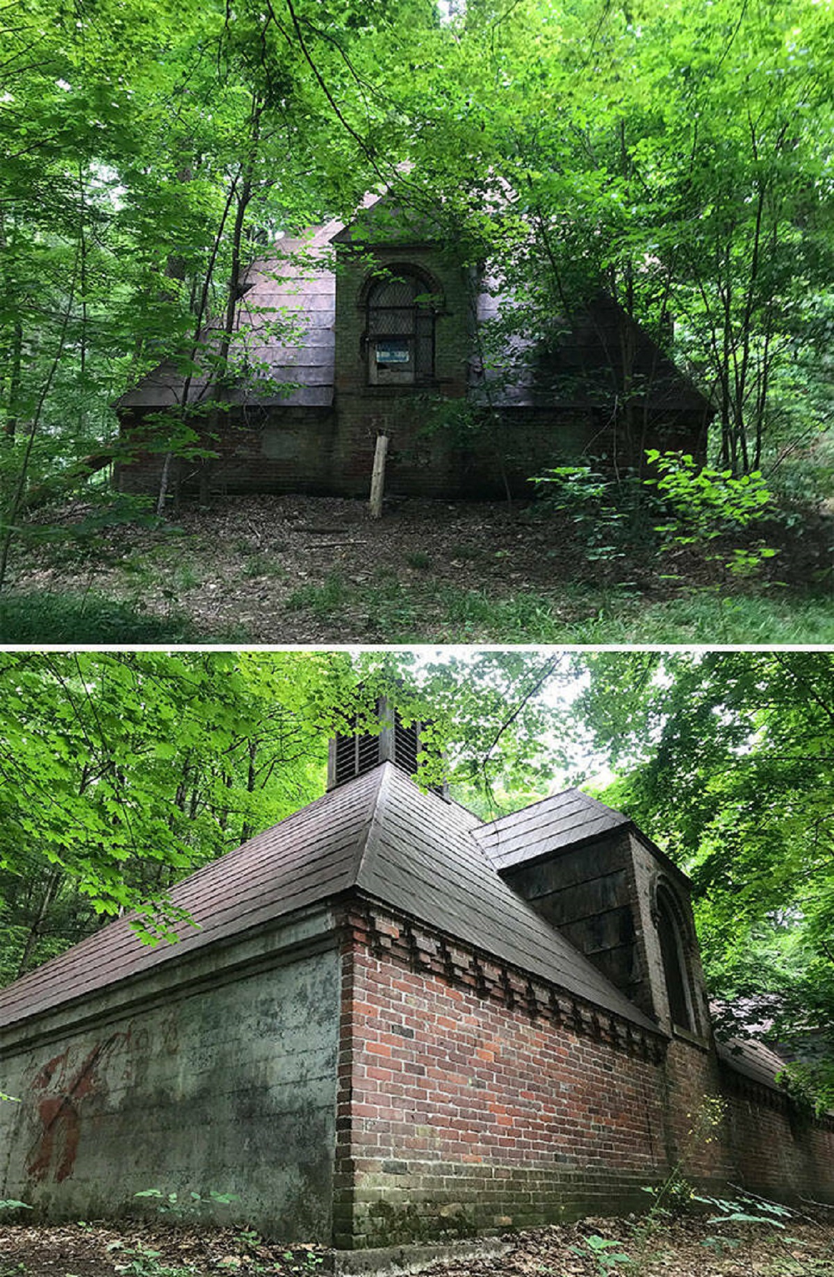 "Came Across This Abandoned Building In Vermont While Hiking In The Woods. There’s No Door And The Windows Have Been Boarded Up And Caged"