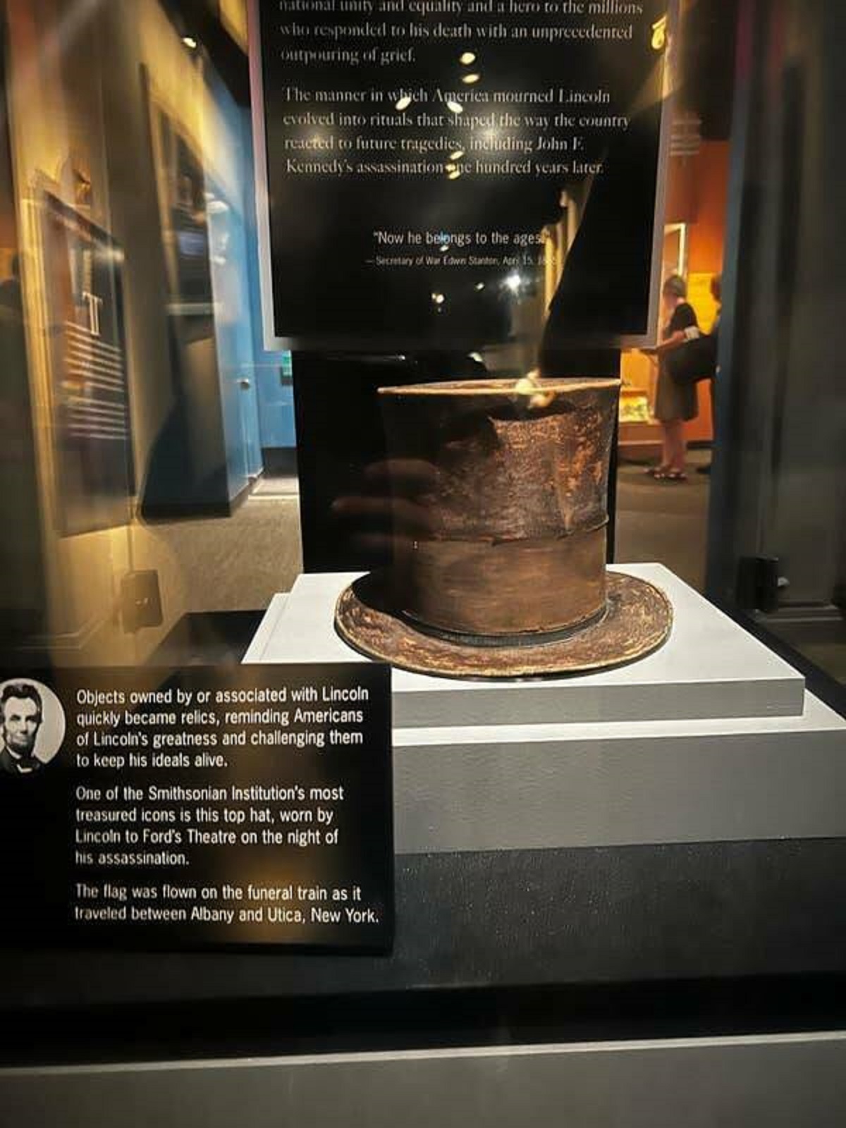 The top hat Abraham Lincoln was wearing the night he was assassinated.