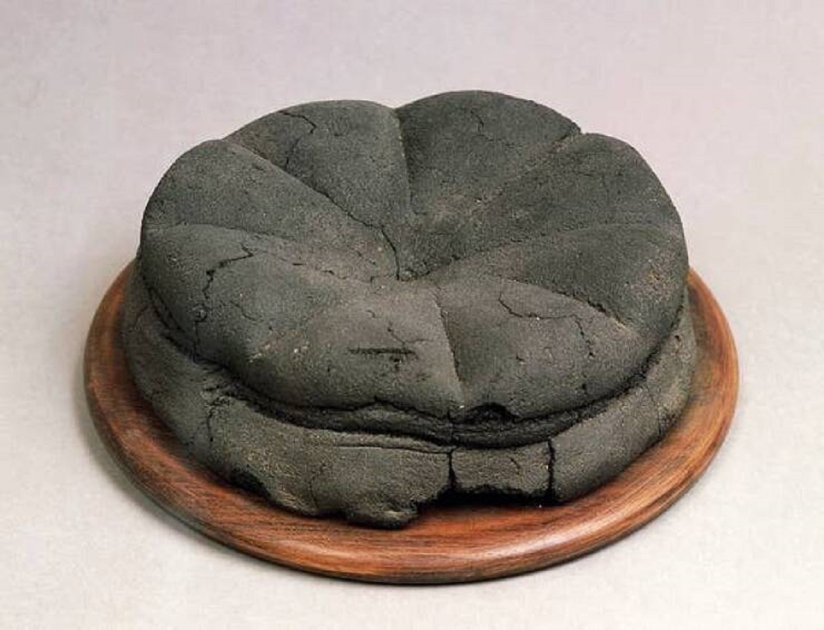 This is a loaf of sourdough bread that was miraculously preserved after the eruption of Mt. Vesuvius in 79 CE.