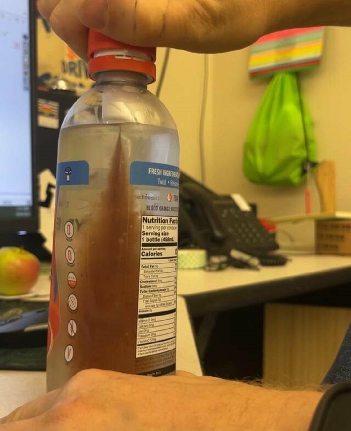 "This bottle of tea has the flavor stored in the cap"