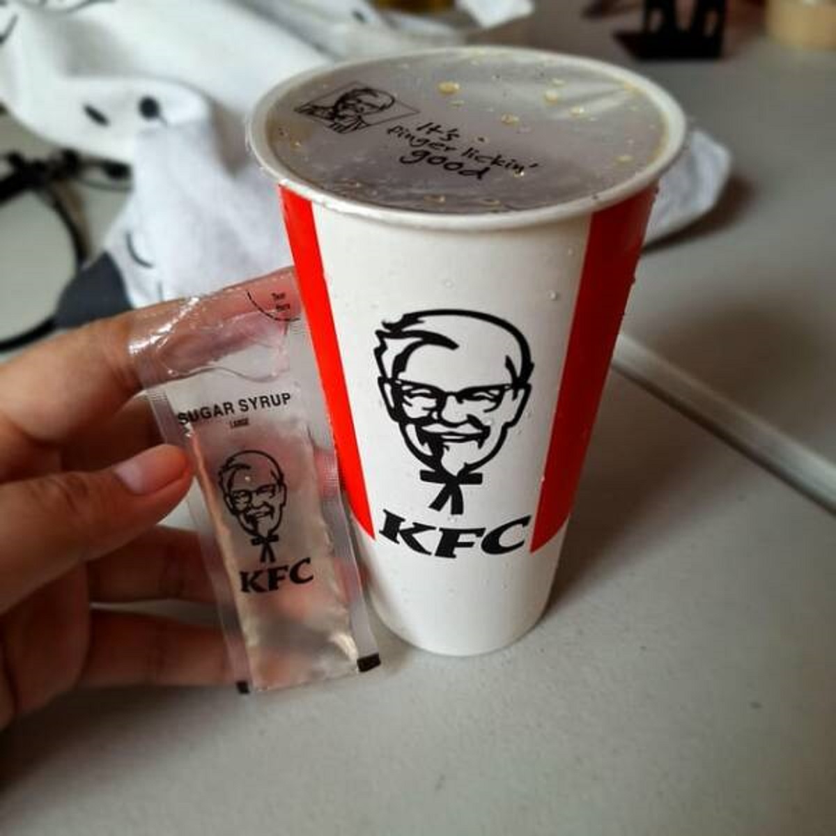 "Our local kfc has the sugar syrup separate from the iced tea"