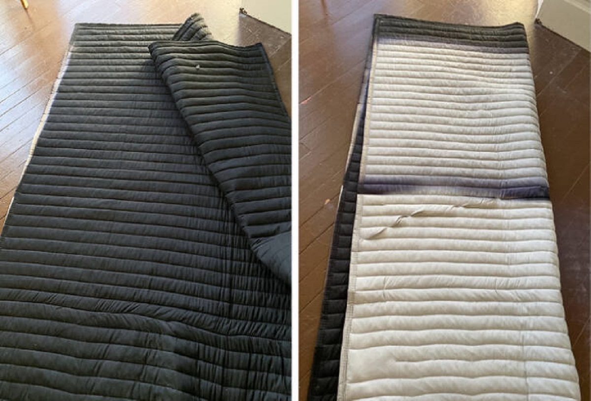 "This is what 8 years of sun bleaching did to this heavy blanket covering a window."