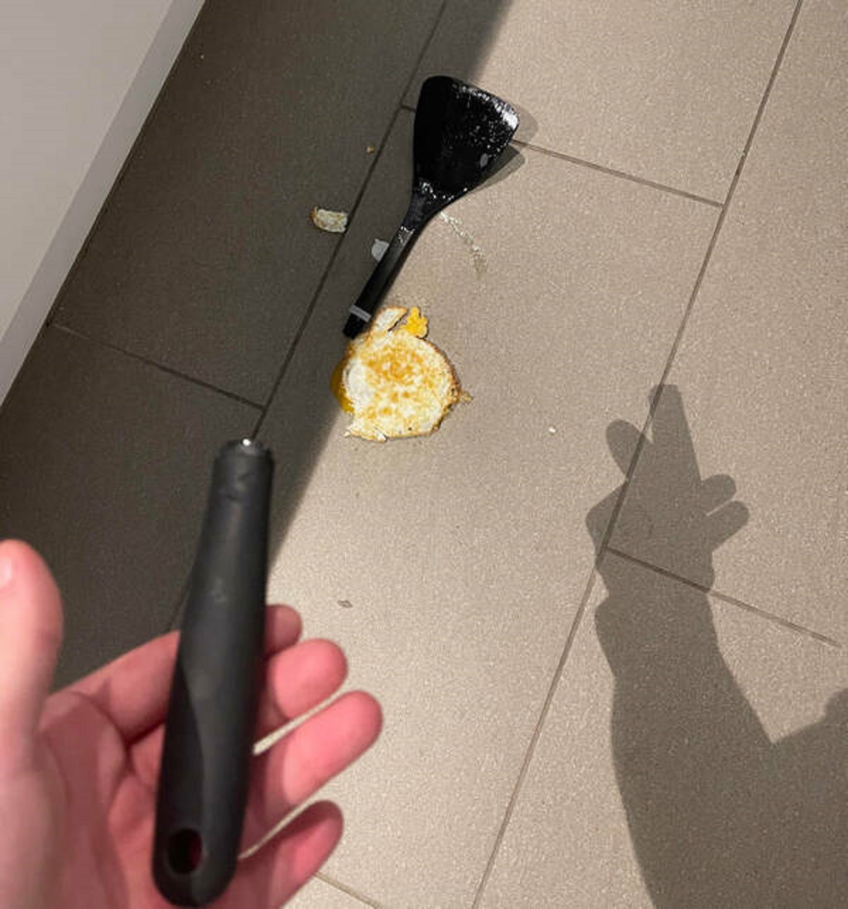“My spatula broke making eggs this morning.”