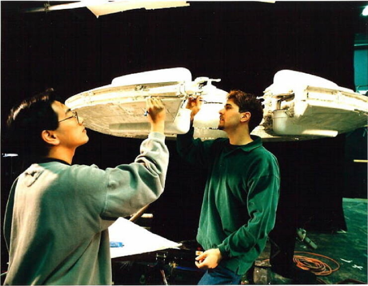 "Grant Imahara (Rip) And Tory Belleci From Mythbusters Working On Trade Federation Battleship From Star Wars: The Phantom Menace"