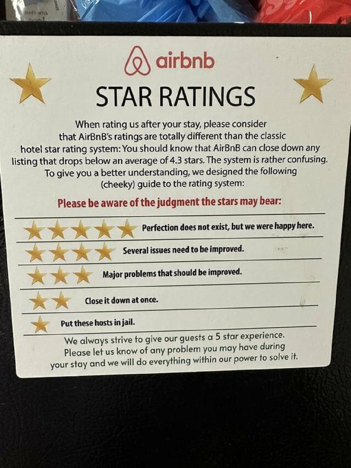 "My Airbnb’s “rating” scale"