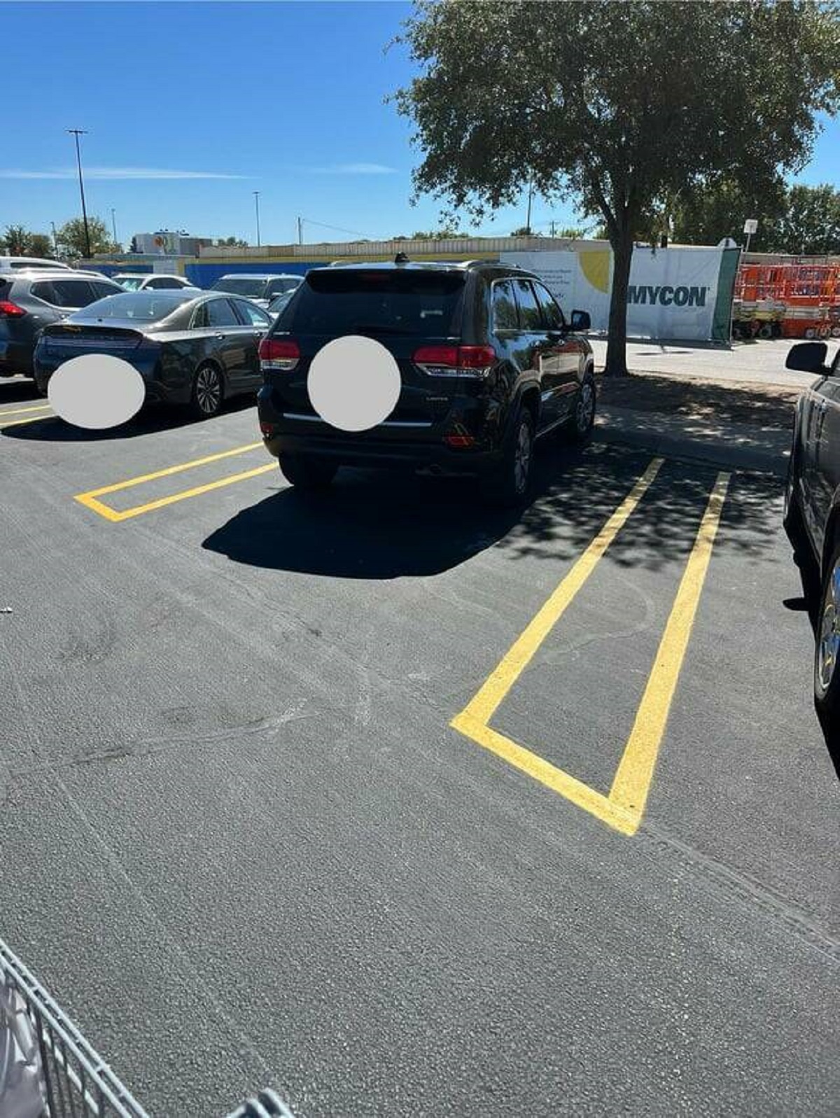 "Extra wide parking spaces at a new Walmart in Texas"