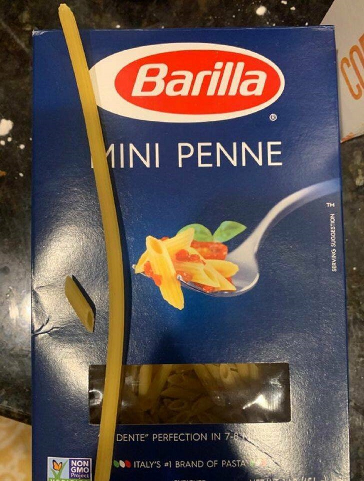 "Found this extra-large mini penne."