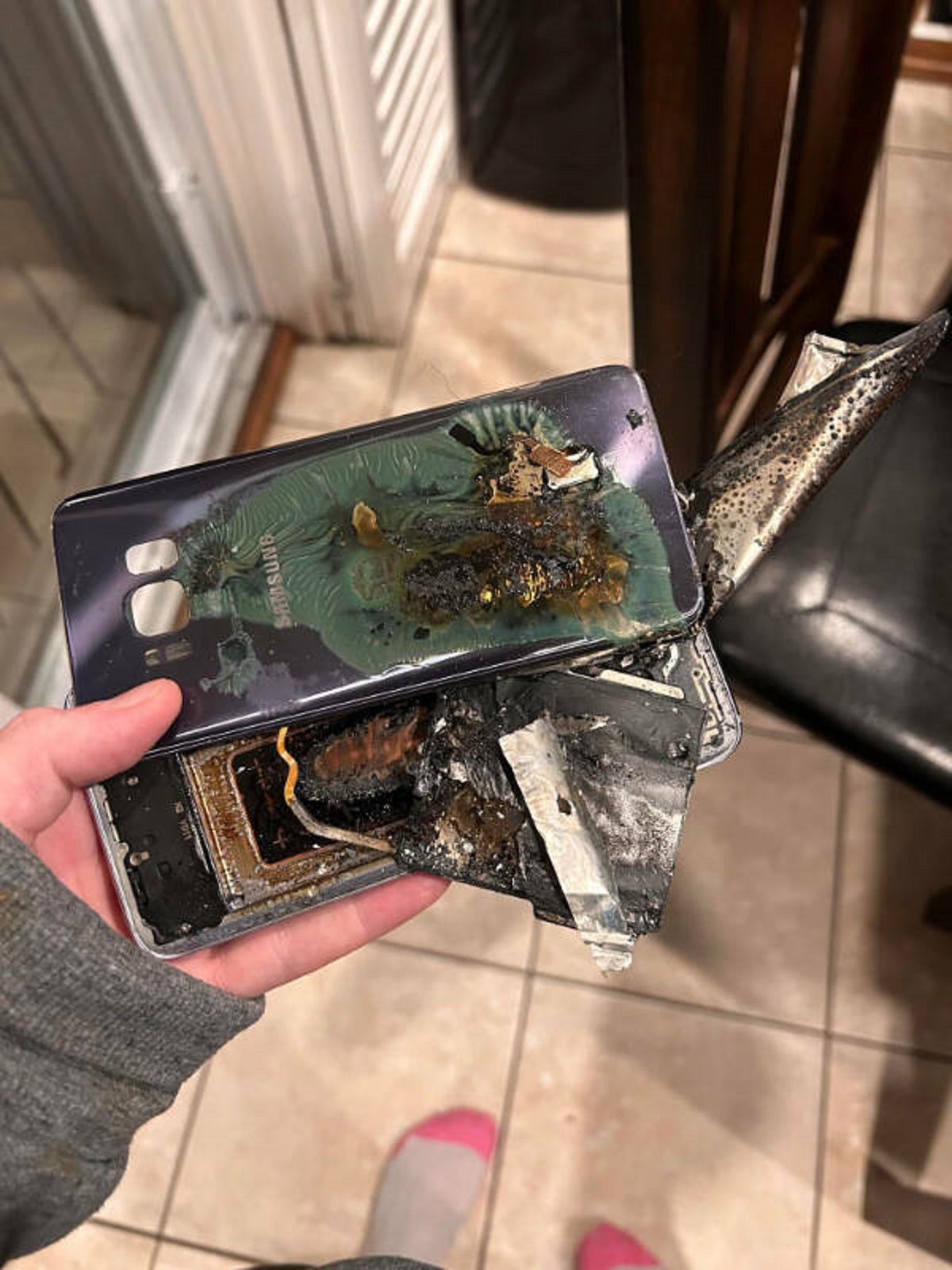 “Cell phone exploded”