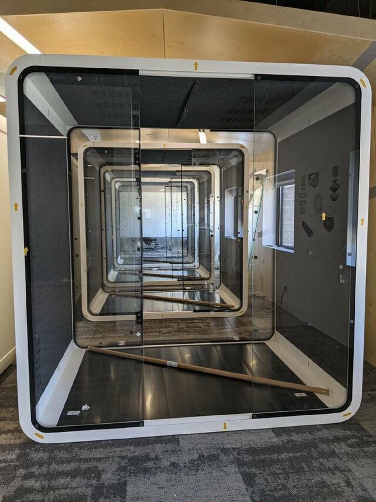 "In the process of installing 21 "privacy pods" at my office job"