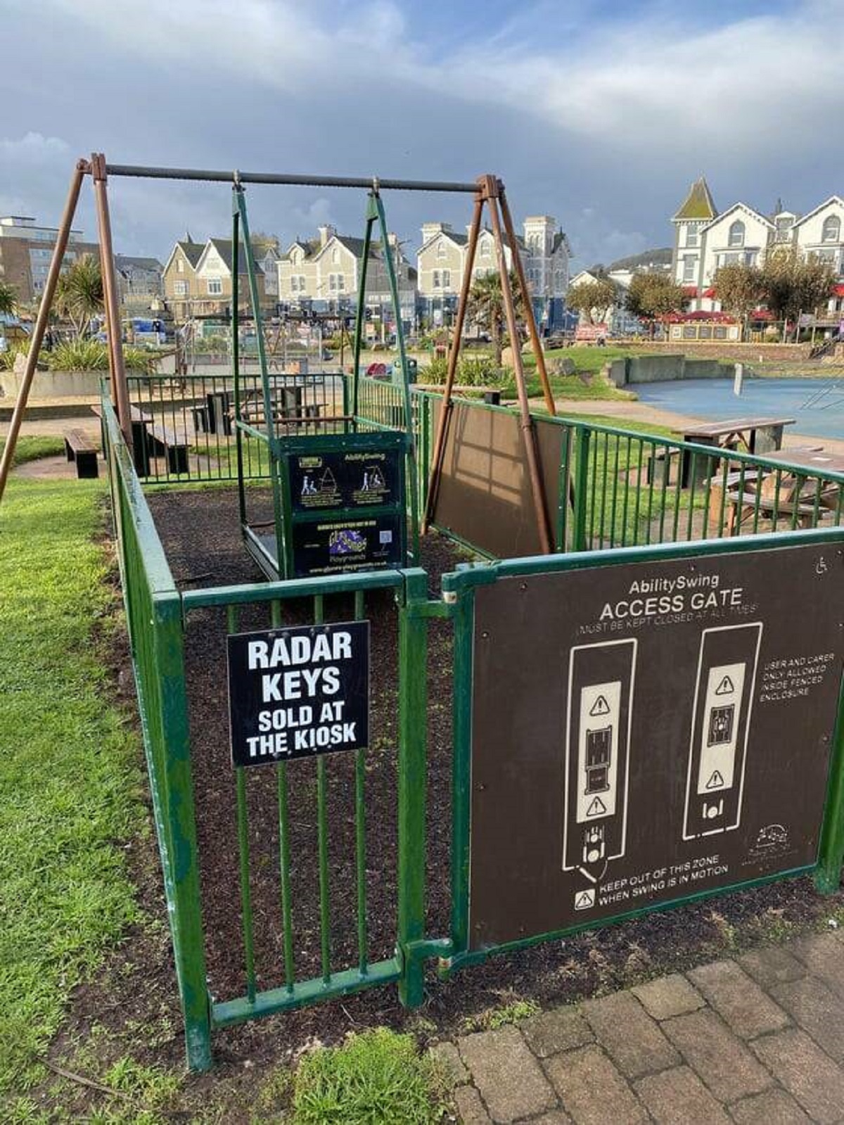 "This swing for people in wheelchairs"