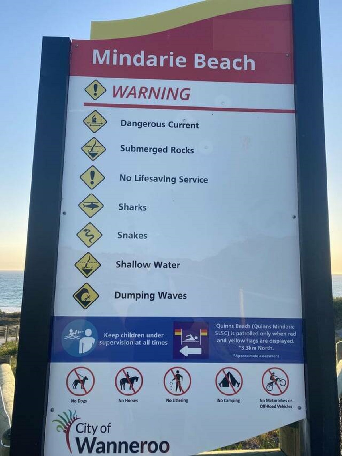 "The warnings on an Australian beach"