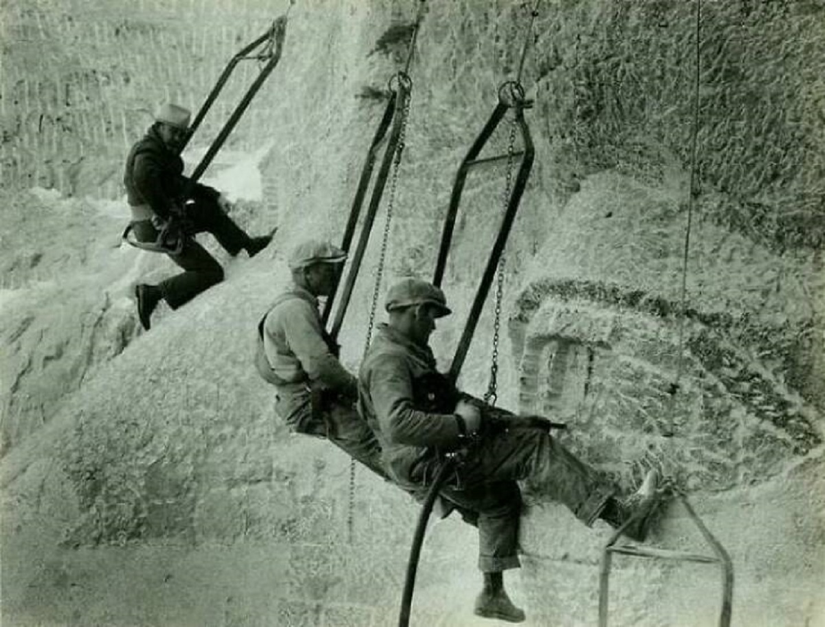 "Carving The Eye Of Thomas Jefferson, Mount Rushmore, 1936"