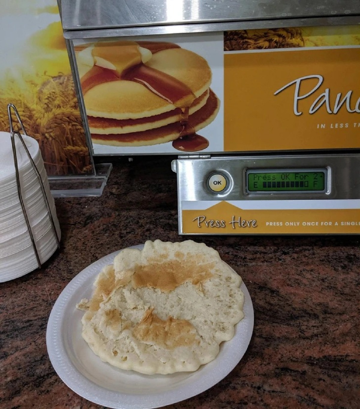 “These pancakes at my hotel this morning.”