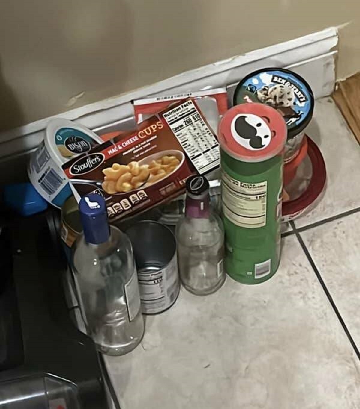 This roommate who discarded all of their recycling on the kitchen floor: