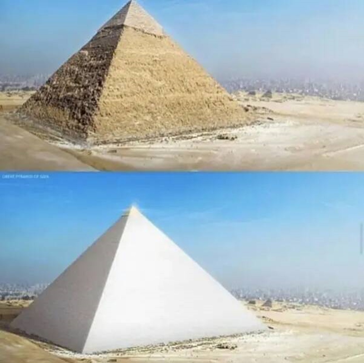 "What the pyramids would’ve actually looked like, as they were covered in limestone and gold."