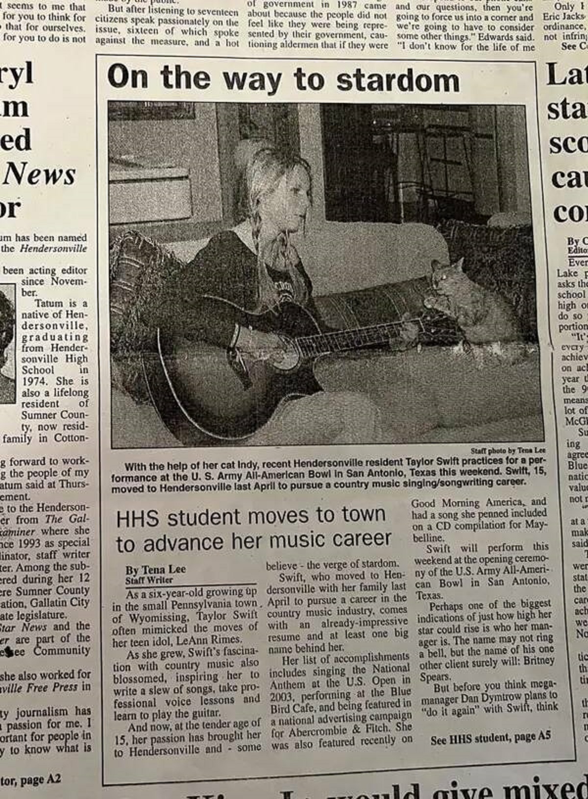 "An old local newspaper about young Taylor Swift."