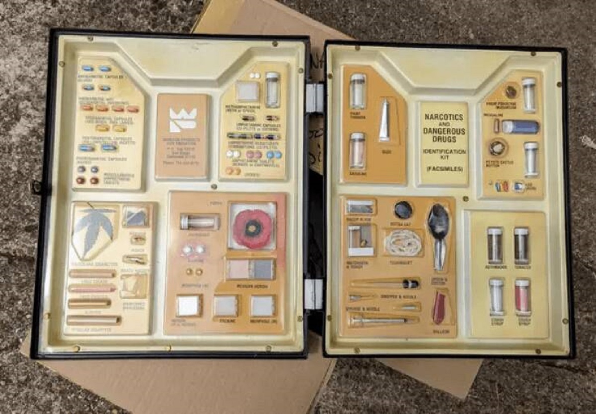 "Old drug identification kits that used to be used to train customs workers."