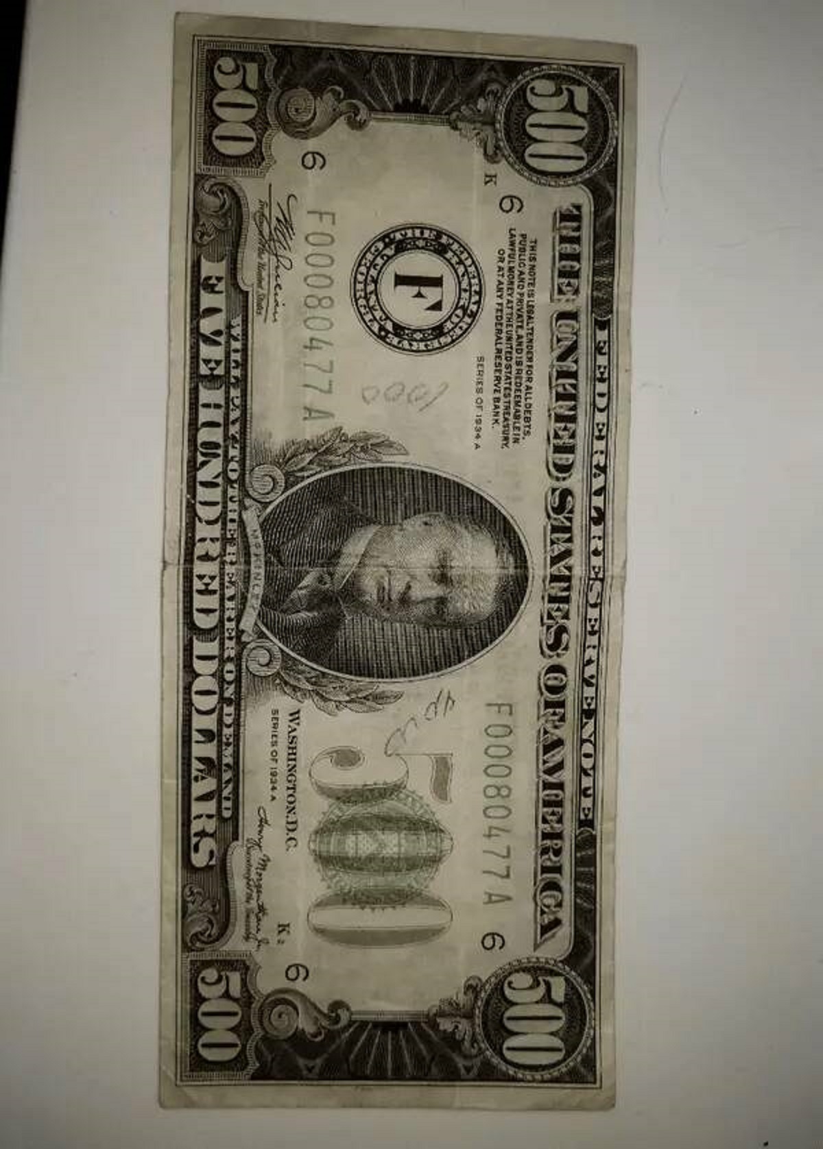 A real and very rare $500 bill