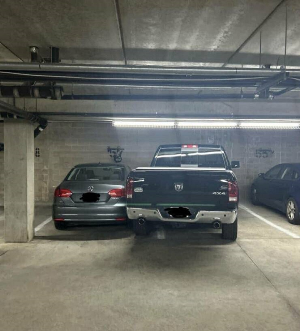 This person's neighbor purposely blocked them in because they didn't like how they parked: