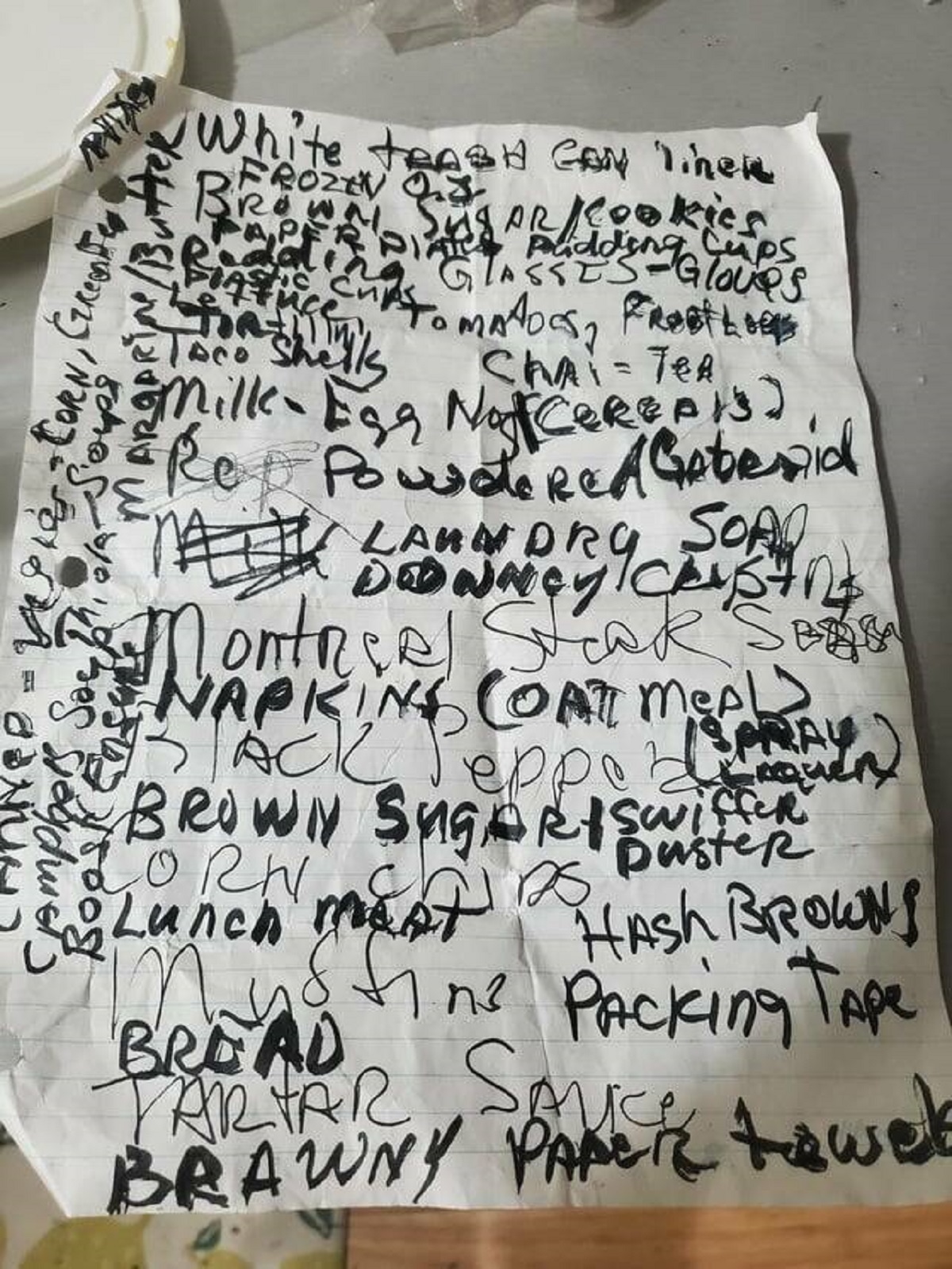 "My dad made a strange shopping list"