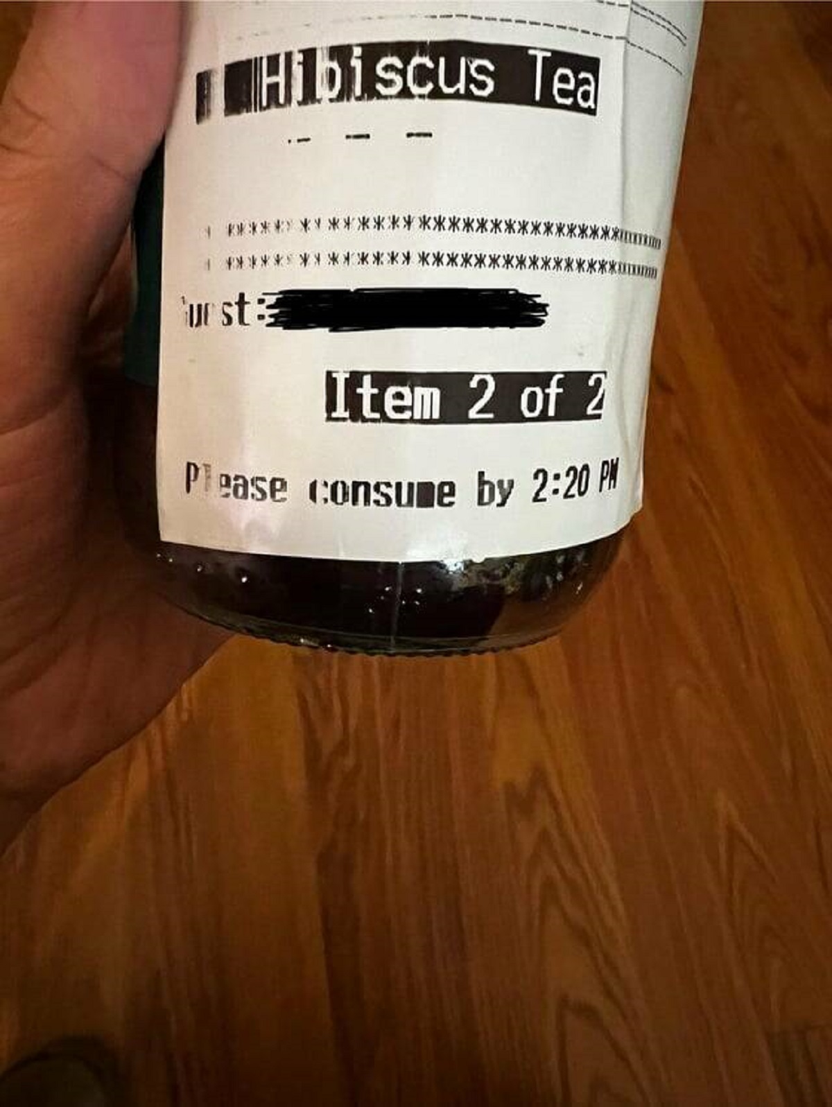 "The drink I ordered with my lunch has an expiration time on it"