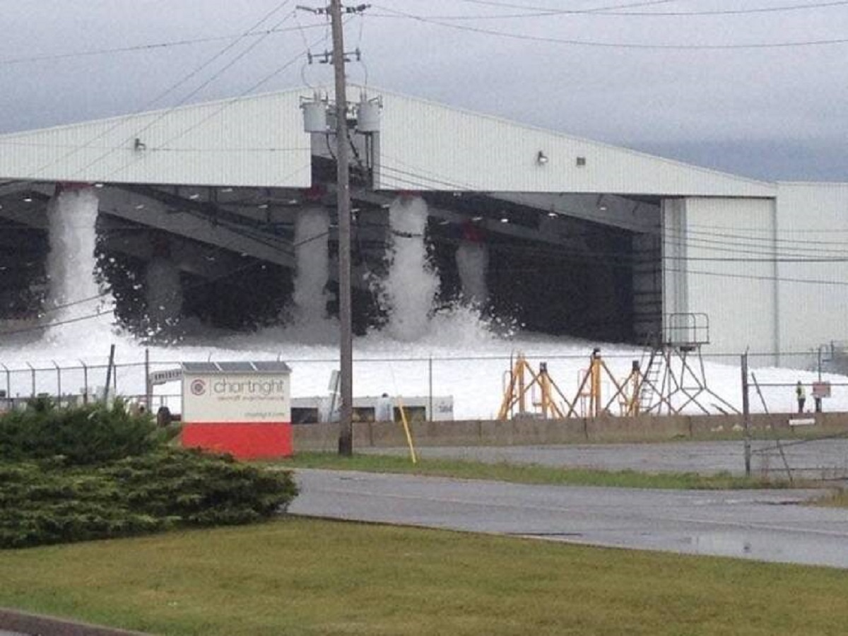 This is what happens when there's a fire in an aircraft hanger: