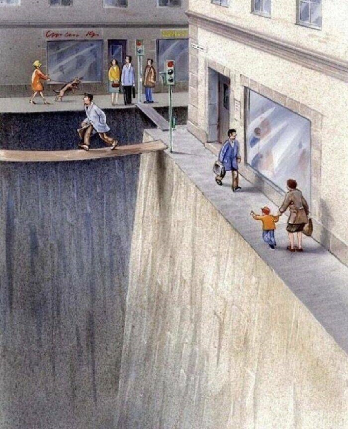 "Over The Years, We Have Allocated A Significant Amount Of Public Space To Accommodate Cars"

"This illustration was created by Swedish artist Karl Jilg, commissioned by the Swedish Road Administration, to visually represent the extent of public space that has been dedicated to car-related infrastructure and transportation."