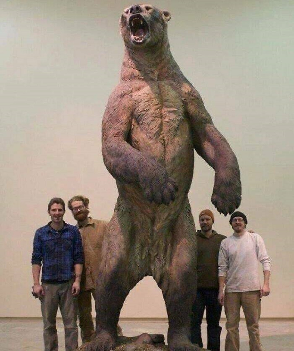 "A Replicated Sculpture Of The Giant Short-Faced Bear, Which Inhabited A Significant Portion Of North America Until Approximately 11,000 Years Ago"

"These bears could reach a towering height of 12 feet when standing upright."