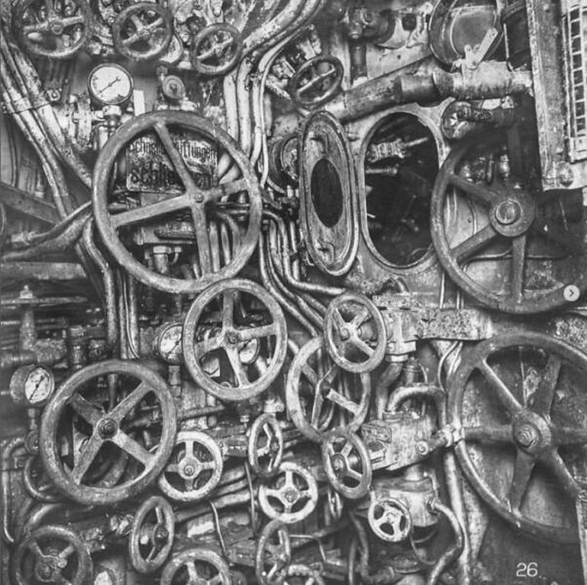 "The Photographs Of The Control Room Of A World War I German Submarine (Ub-110) In 1918"