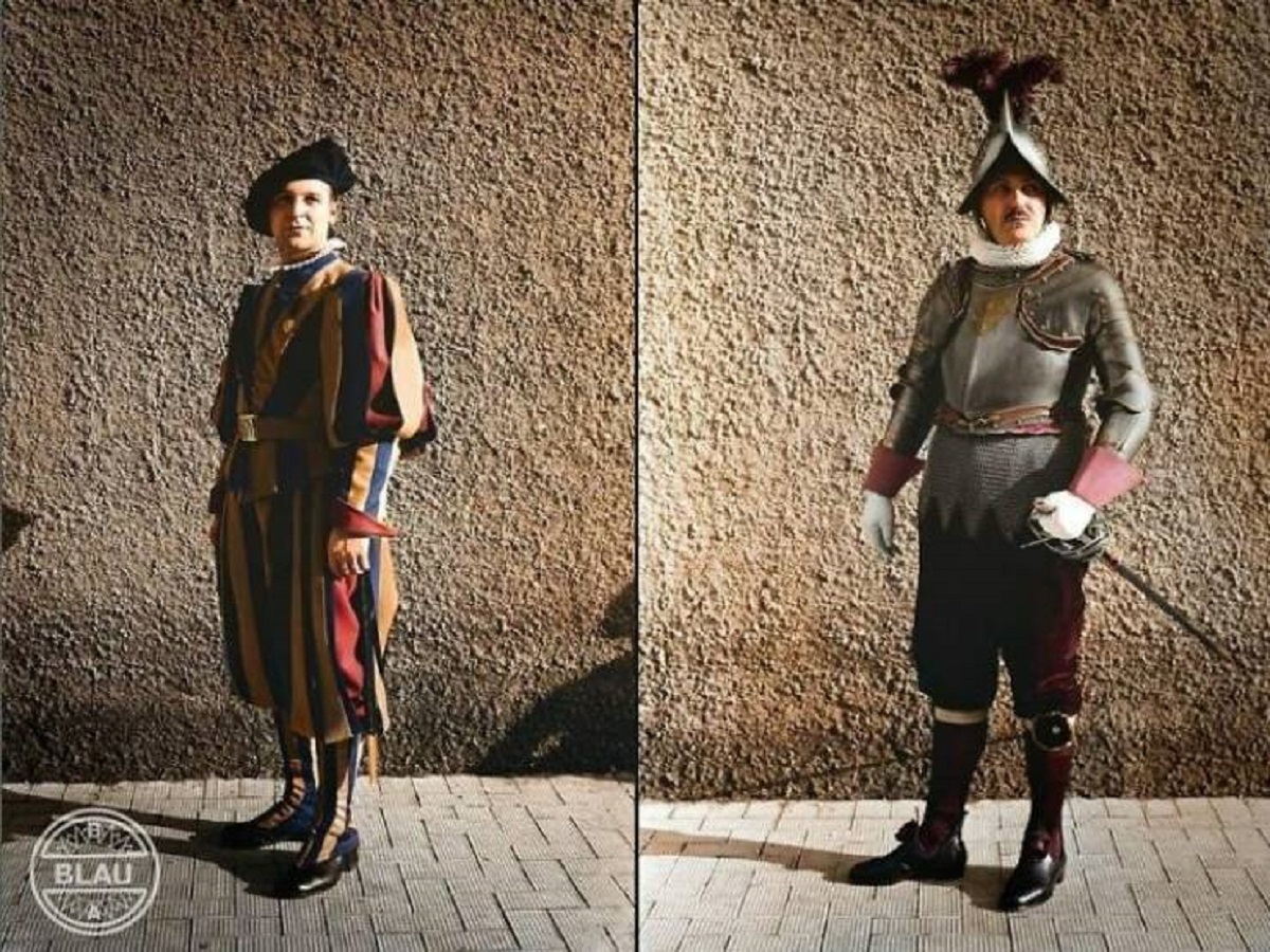"In December 1937, Two Soldiers Belonging To The Pontifical Swiss Guard Were Photographed In Vatican City"