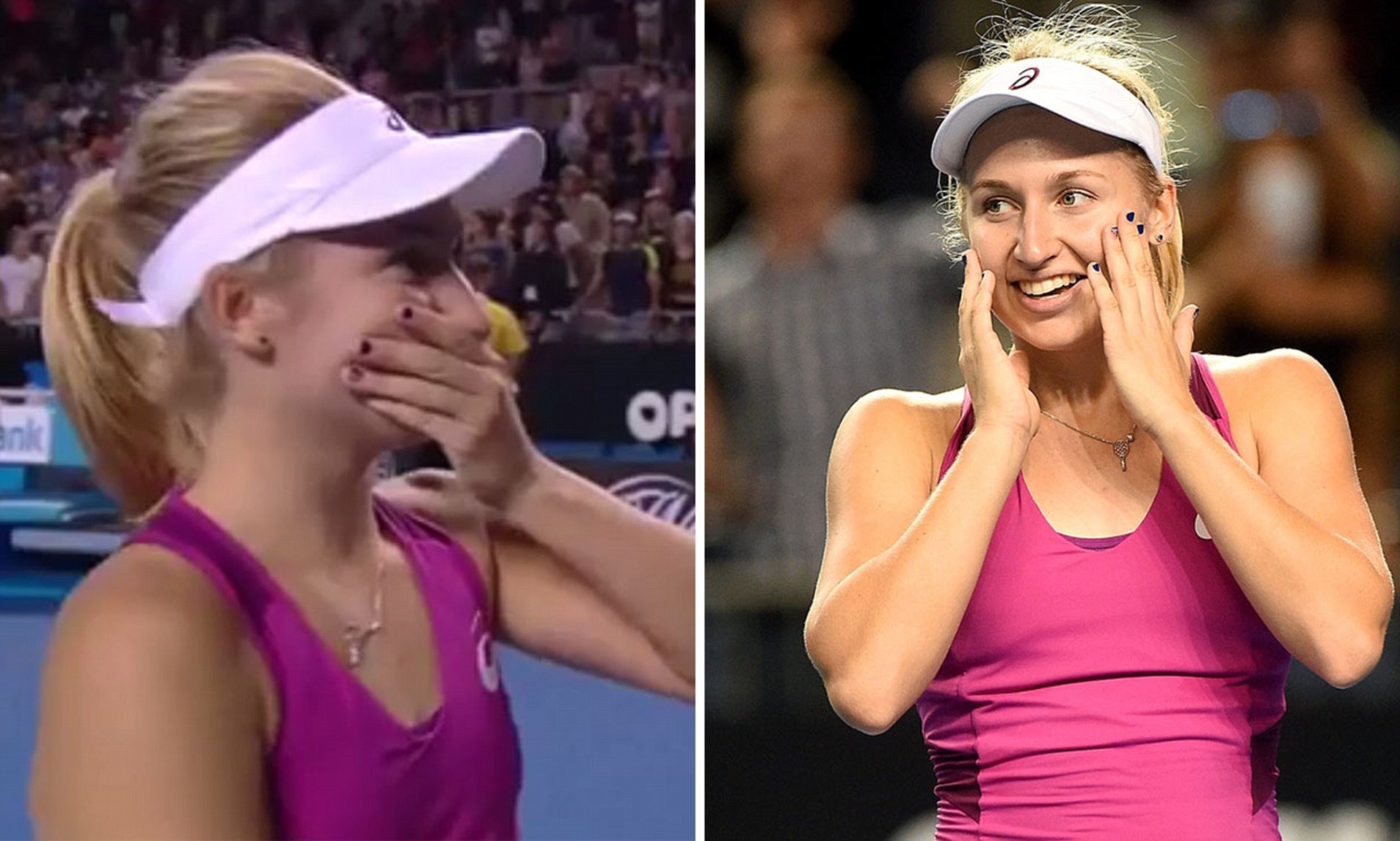 In 2016, during a post-match interview on 7 News after her Australian Open comeback win, tennis player Daria Gavrilova unintentionally made a humorous slip of the tongue, saying, "I am good from behind," sparking laughter from the crowd.