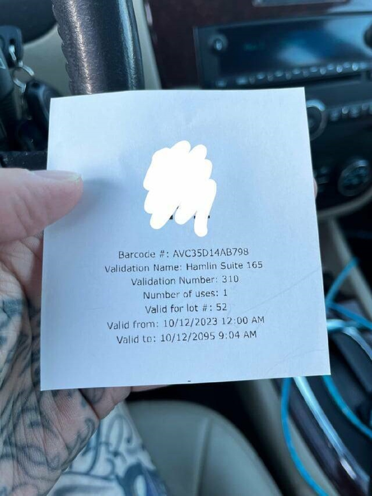 "My parking voucher expires in 2095"