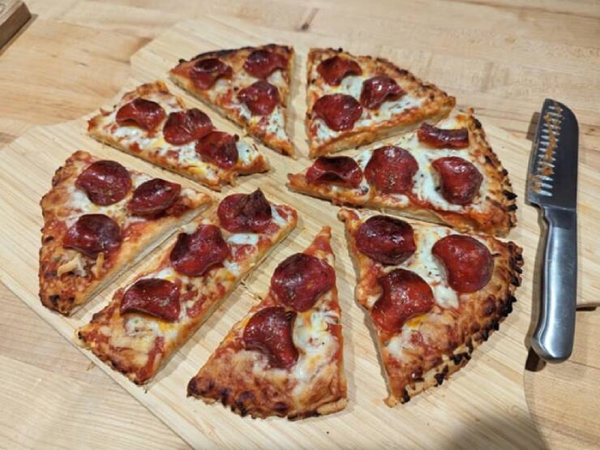 "I sliced this pizza without cutting up a single piece of pepperoni."