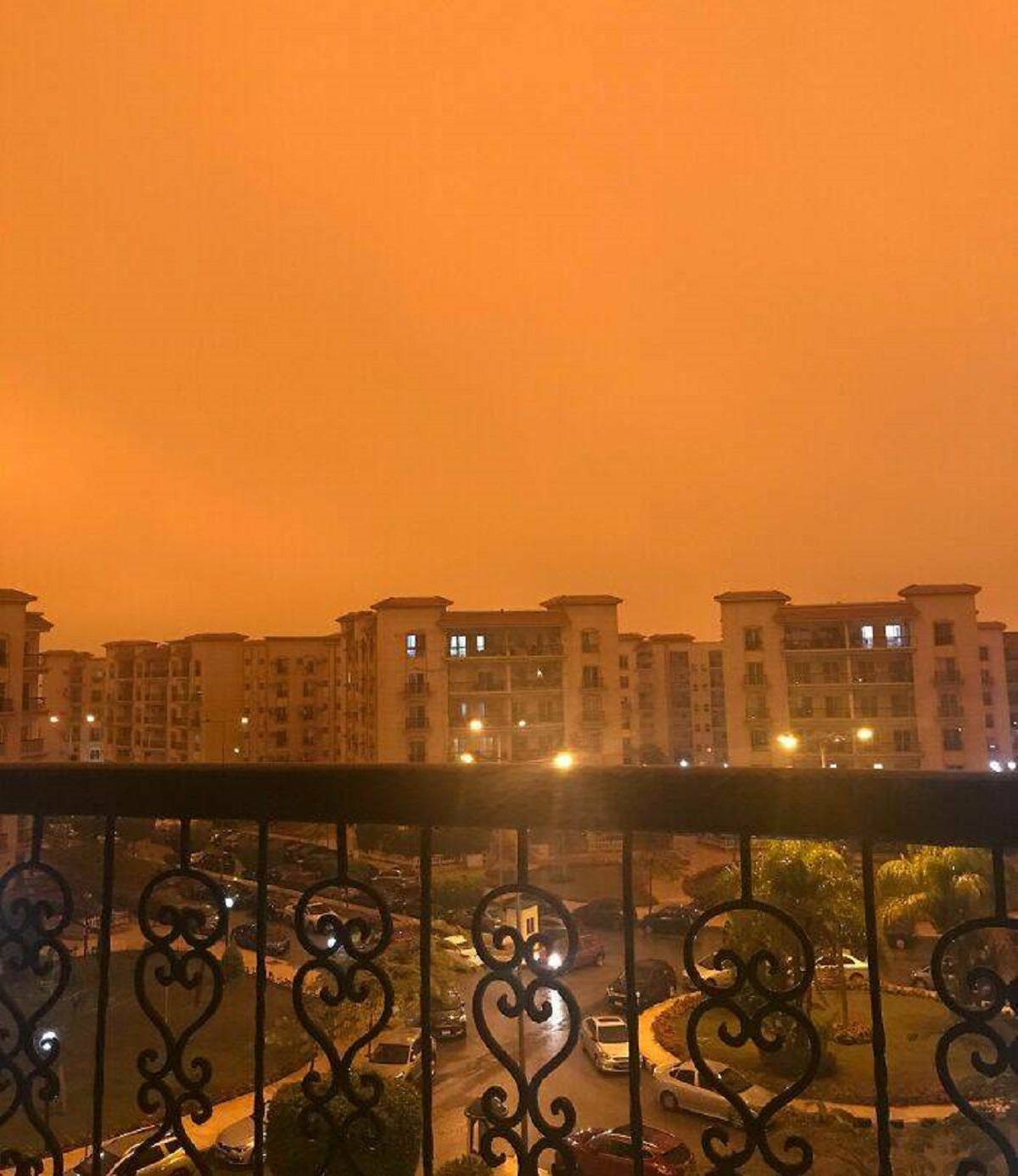 "The Storm Clouds In Egypt Are So Thick To The Point That Light From The Sun Can't Penetrate"

"The only source of light is light pollution reflecting off the clouds making the whole sky seem orange."