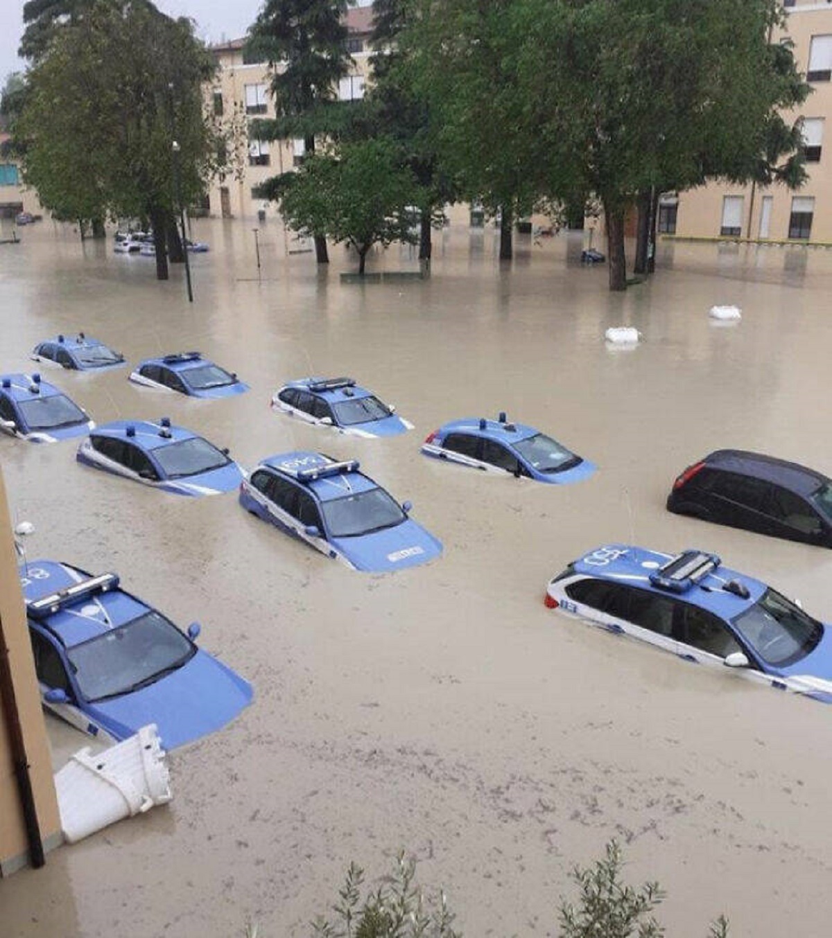 "Police Cars After A Flood In Cesena, Italy"