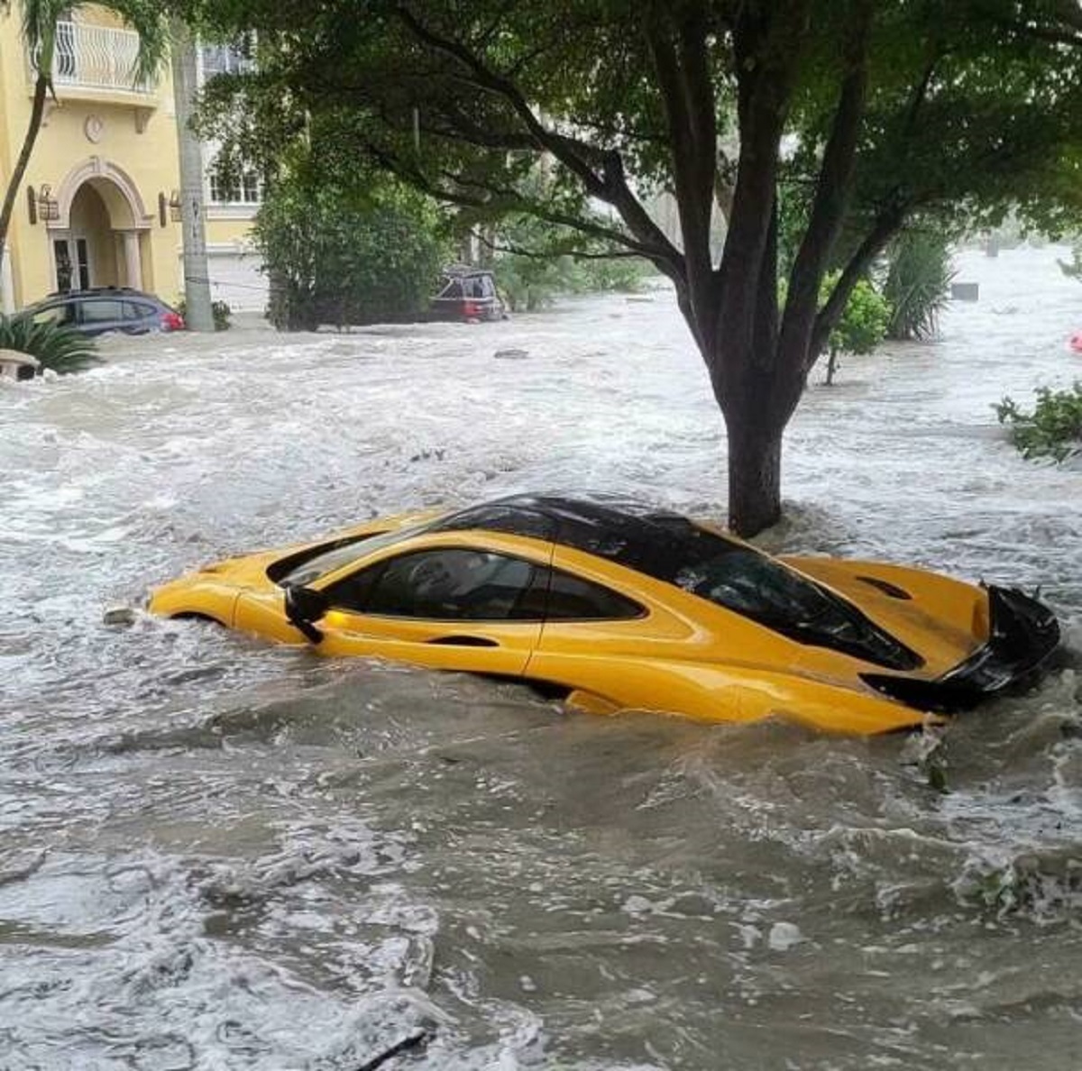 "A McLaren Underwater Due To Hurricane Ian In Miami"