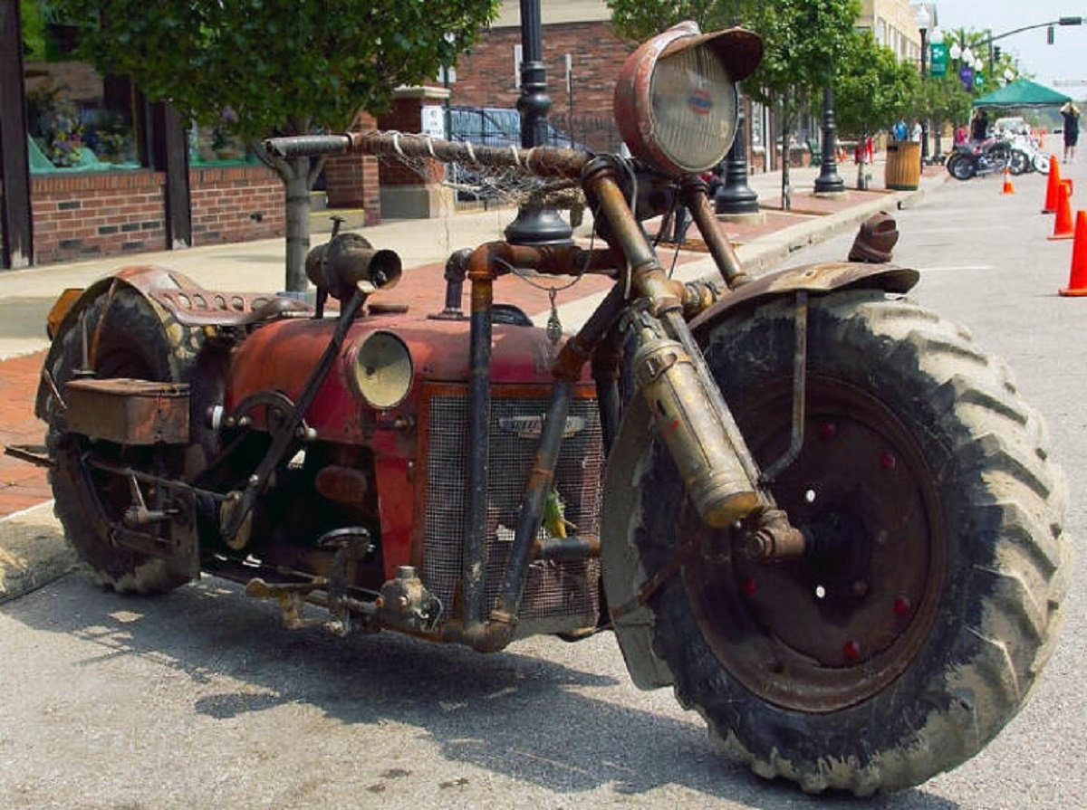 "Motorcycle Built From An Old Tractor"