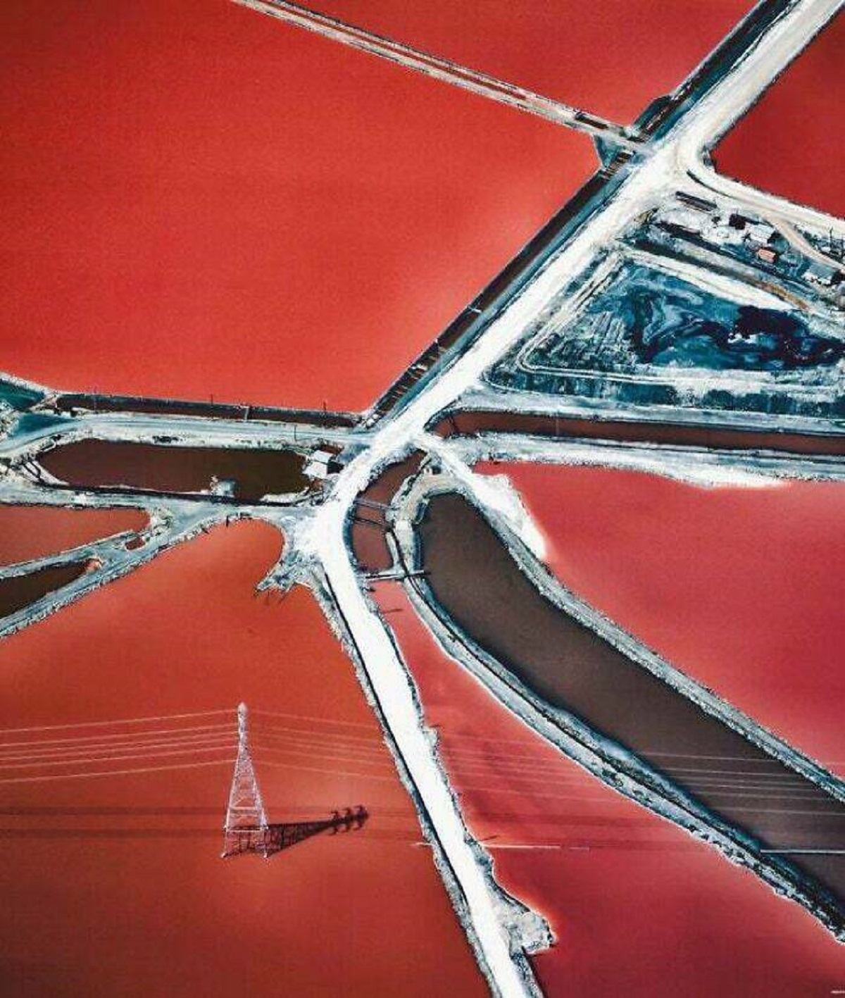 "Salt Ponds In San Francisco Bay; Red From Algae That Thrive In Salty Water (Aerial By Nearmap)"