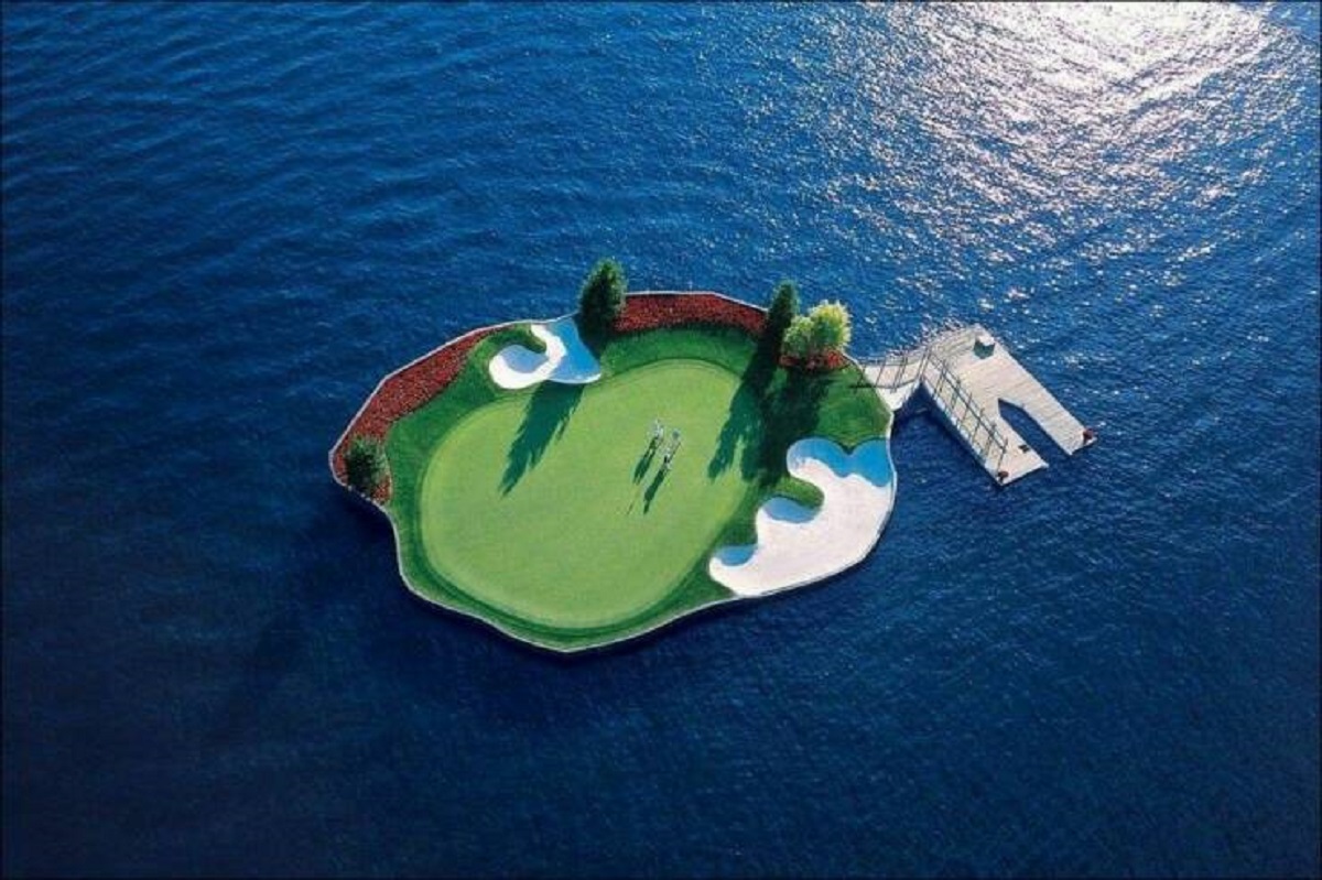golf hole by boat