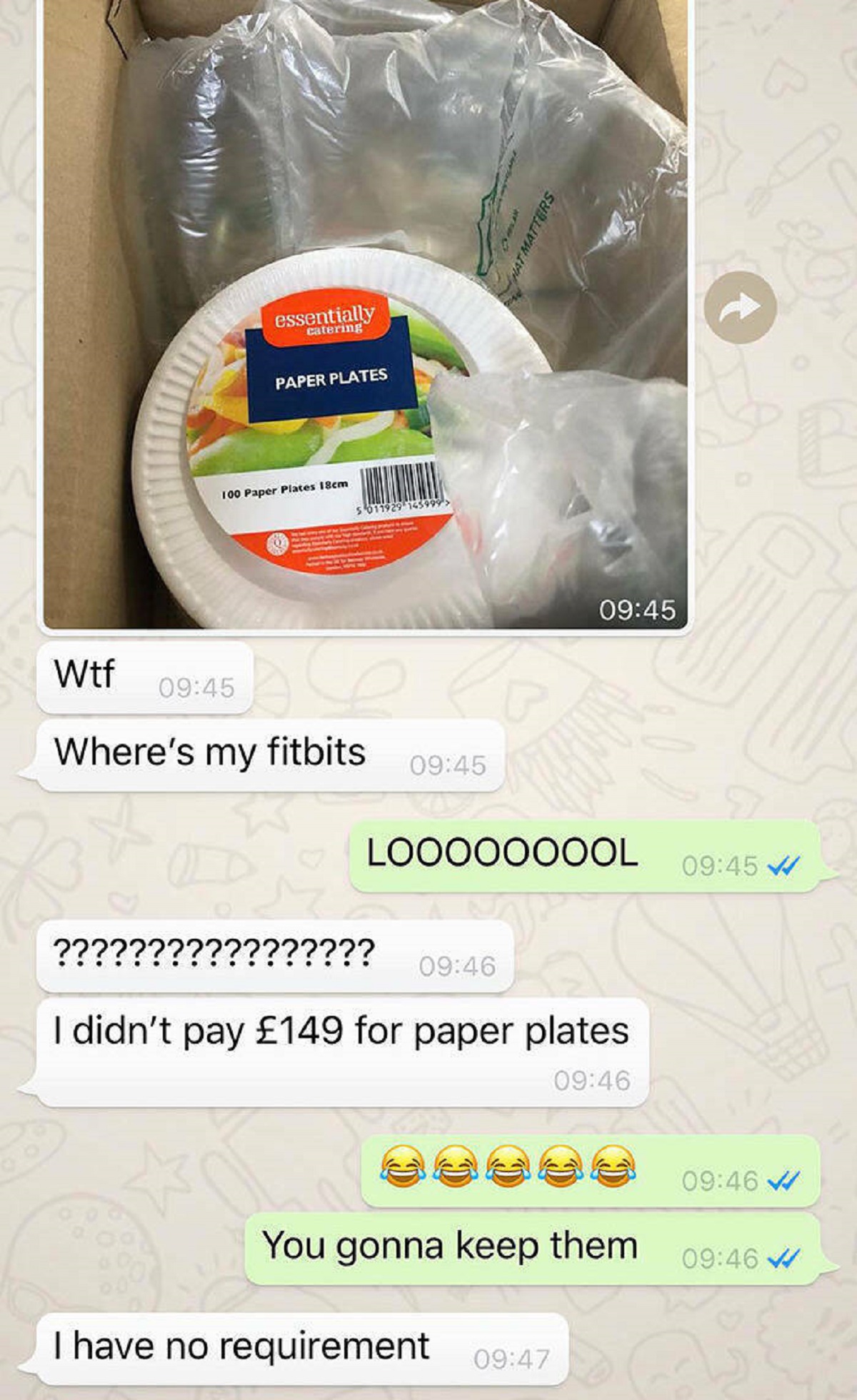 "My Friend Ordered Two Fitbits During The Amazon Black Friday Sale, But Got Paper Plates Instead"