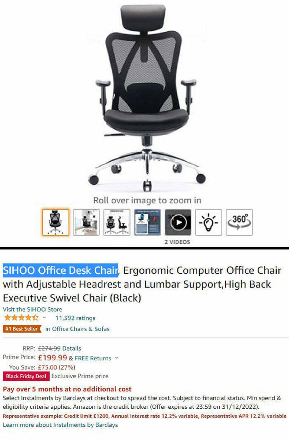 "This Chair I Was Going To Buy Was £169.99 A Few Hours Before Amazon's Black Friday "Sale" Started"